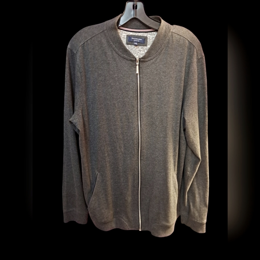 Men's Britches Sport Grey Zip-up Jacket. Zip Geo Shaped Design Liner. Size Large